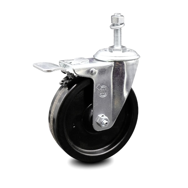 5 Inch Phenolic Swivel 10mm Threaded Stem Caster with Total Lock Brake SCC